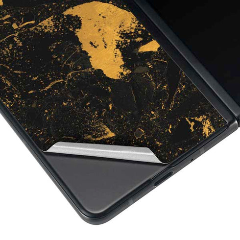 Black and Gold Scattered Marble Galaxy Z Fold4 5G Skin